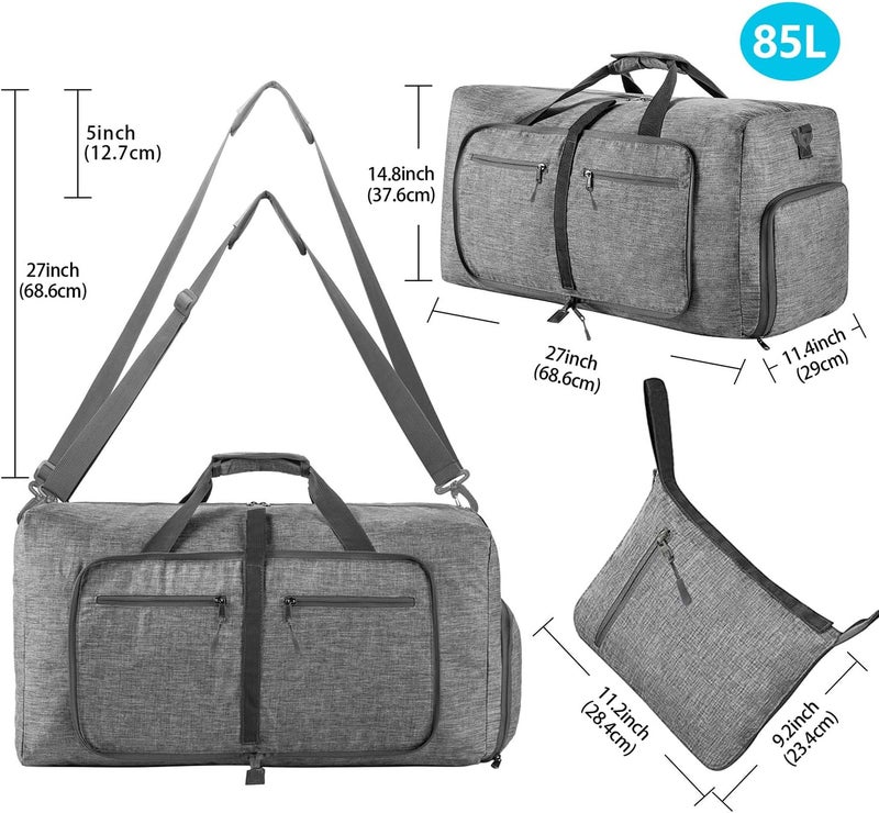 Vomgomfom 65L/85L/115L Foldable Travel Duffle Bag, Lightweight Checked Luggage with Shoe Compartment, Water-Resistant Weekender Overnight Bag for Men & Women - Image 2